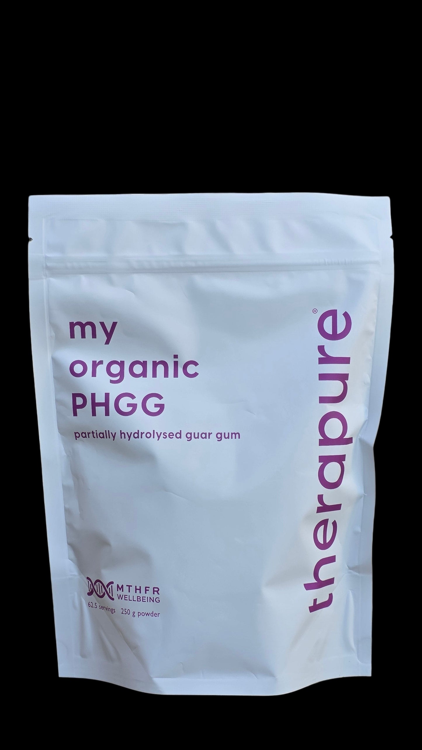 White package of 'my organic PHGG' by Therapure on a wooden surface