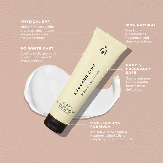 Avocado Zinc SPF 30 Natural Body Sunscreen | 200ml