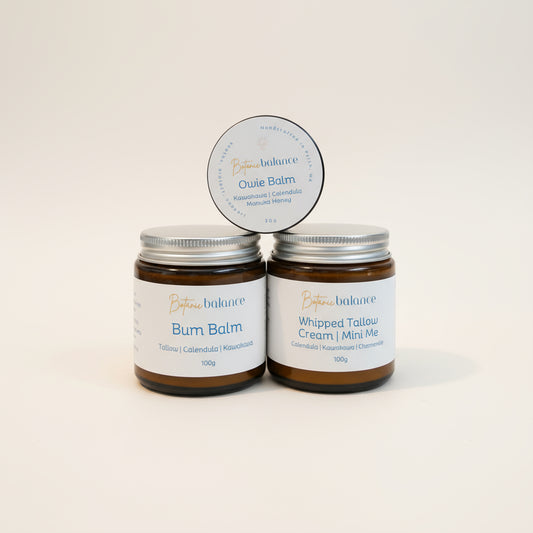 Bum Balm - nappy cream, Whipped Tallow Cream for little ones, safe & effective, Everything Balm - first aid balm with manuka honey