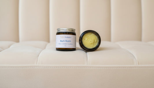 Two jars of bum balm, nappy cream heal nappy rash with tallow calendula and kawakawa