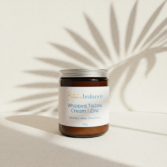 Jar of whipped tallow cream with zinc for daily moisture & sun protection