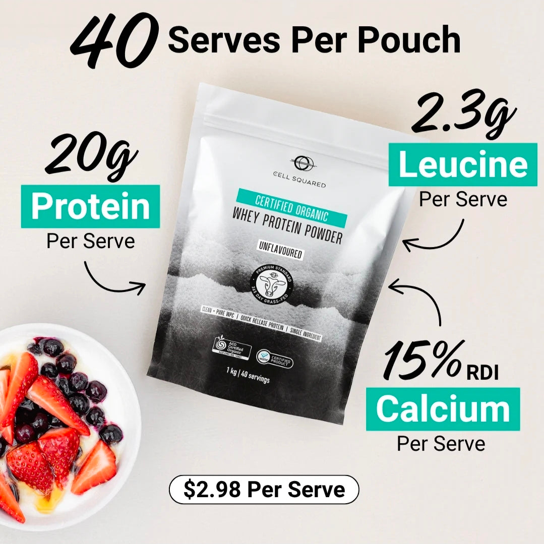 Cell Squared Certified Organic Whey Protein Powder 1kg